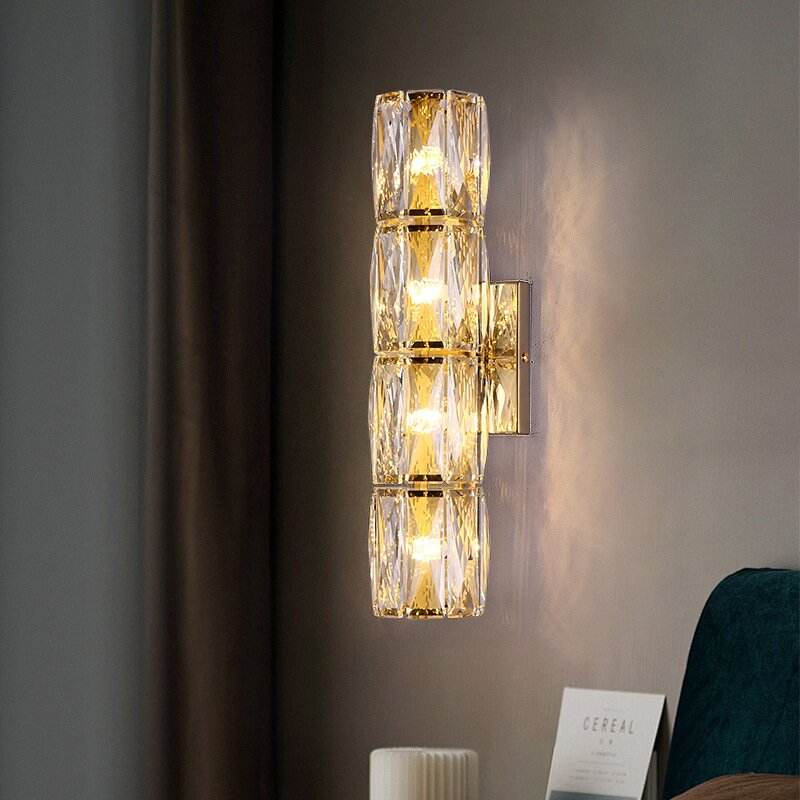 French Luxury Crystal Wall Lamp for Bedroom Minimalist Design