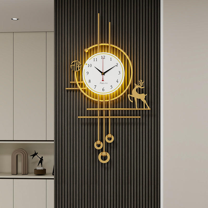 Modern Artistic Wall Lamp Clock for Living Room