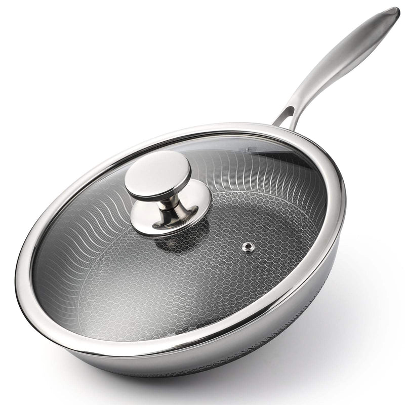 Honeycomb Tri-Ply Stainless Steel Pan (Glass Lid & Stay-Cool Handle)