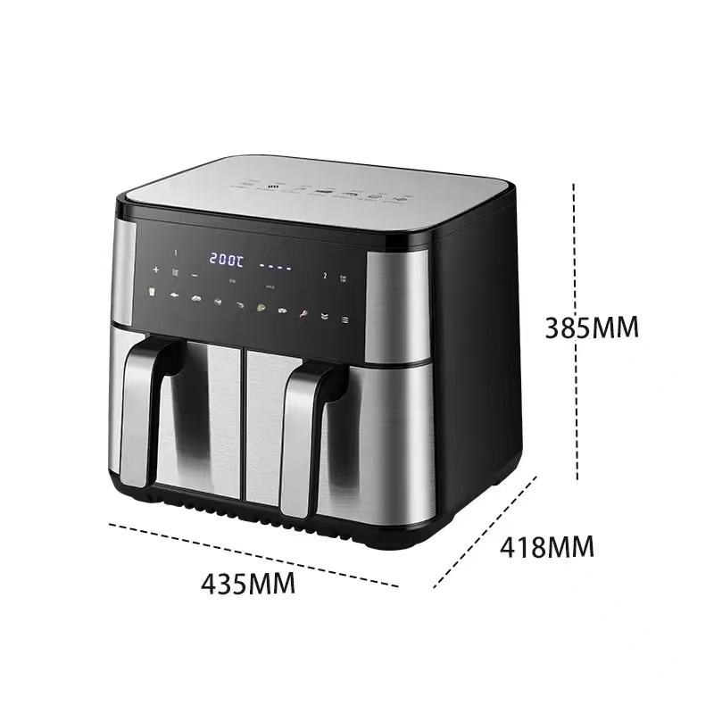 5+5L Arge-Capacity Double-Barrel Electric Fryer Multifunctional Stainless Steel Touch Screen Oven Smart Double-pot Air Fryer