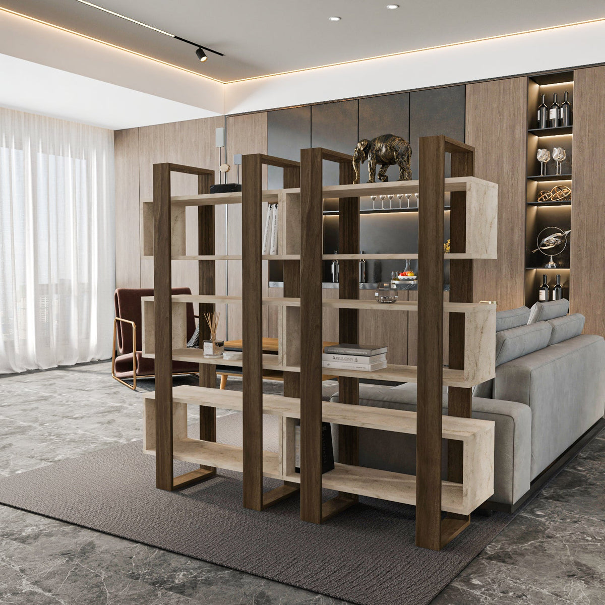 Reina 59" Modern Bookcase with Open Shelves