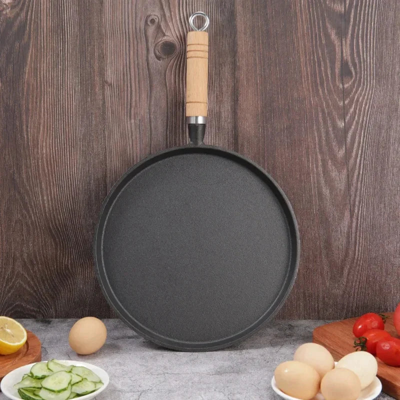 20/23/26cm Uncoated Cast Iron Fry Pan, Non-stick Pancake Egg Skillet, Cookware for Gas Induction Cooker & Outdoor BBQ