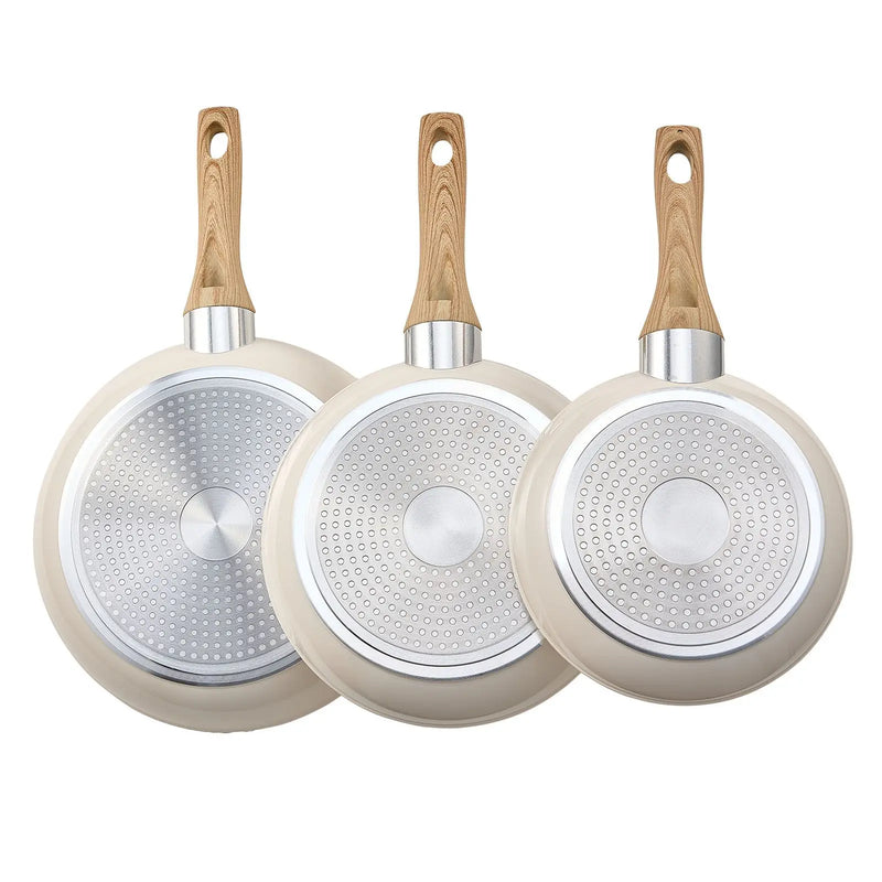 Aluminum Egg Fry Pans 3 Piece Set (8 9.5 11 In) Nonstick Ceramic Heavy Duty Skillets with Heat Resistance Frying Pan Skillet