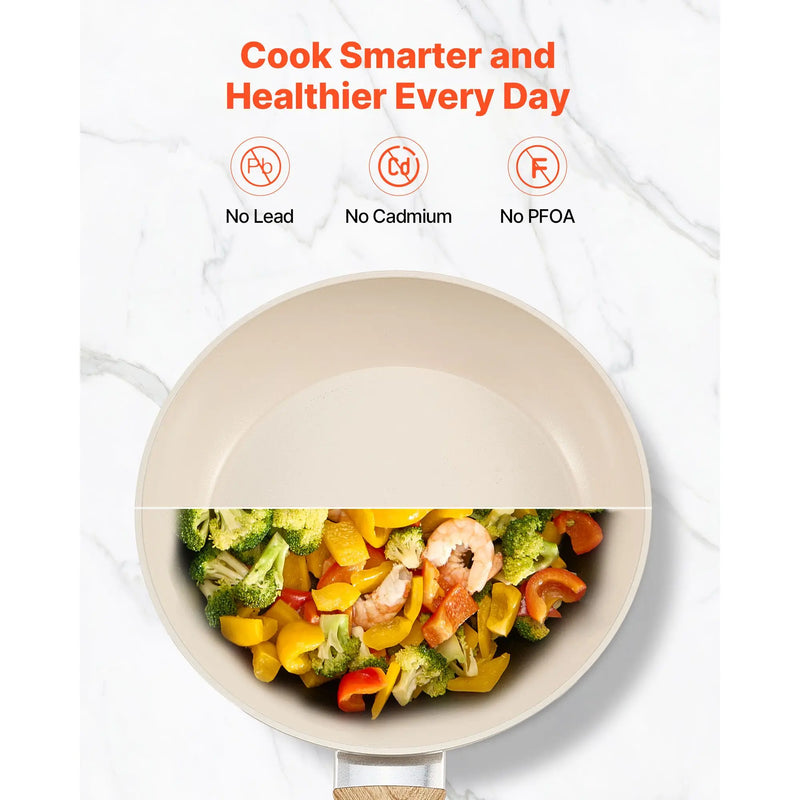 Aluminum Egg Fry Pans 3 Piece Set (8 9.5 11 In) Nonstick Ceramic Heavy Duty Skillets with Heat Resistance Frying Pan Skillet