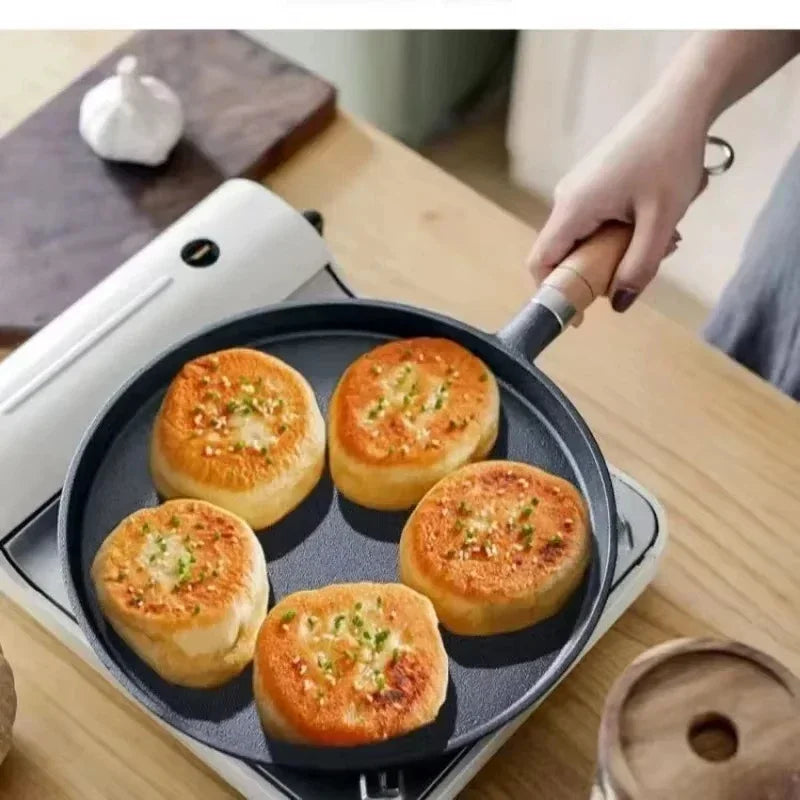 20/23/26cm Uncoated Cast Iron Fry Pan, Non-stick Pancake Egg Skillet, Cookware for Gas Induction Cooker & Outdoor BBQ