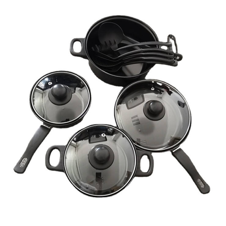 13-Piece Minimalist Metal Cookware Set with Tempered Glass Lids