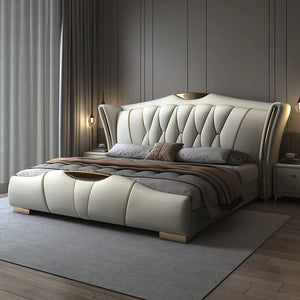 Luxurious Black Leather Wholesale High End Modern Set Furniture Bedroom Hotel Upholstered King Bed with Storage