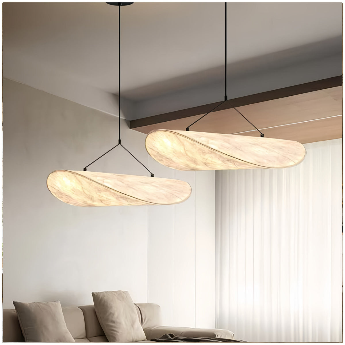 Nordic Modern Indoor Hanging Silk Fabric Pendant Light Led Chandelier