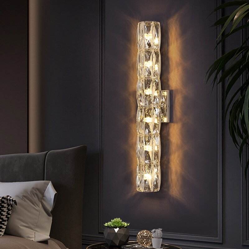 French Luxury Crystal Wall Lamp for Bedroom Minimalist Design