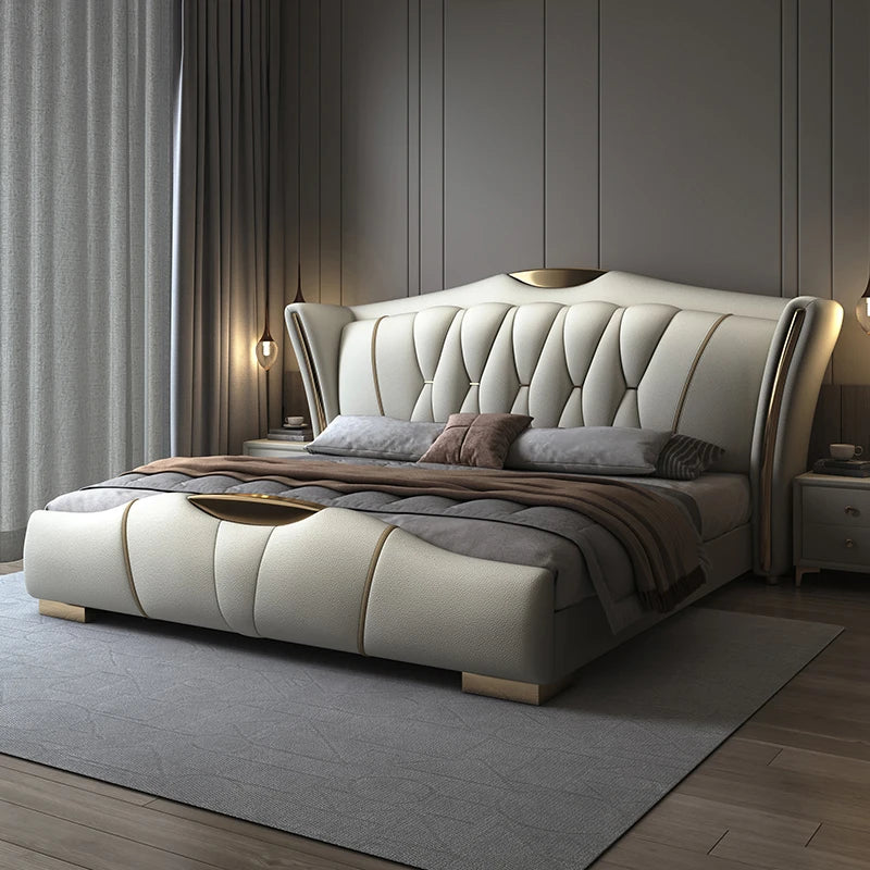Luxurious Black Leather Wholesale High End Modern Set Furniture Bedroom Hotel Upholstered King Bed with Storage