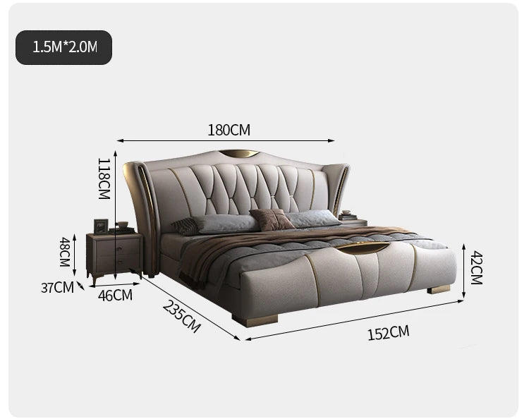 Luxurious Black Leather Wholesale High End Modern Set Furniture Bedroom Hotel Upholstered King Bed with Storage