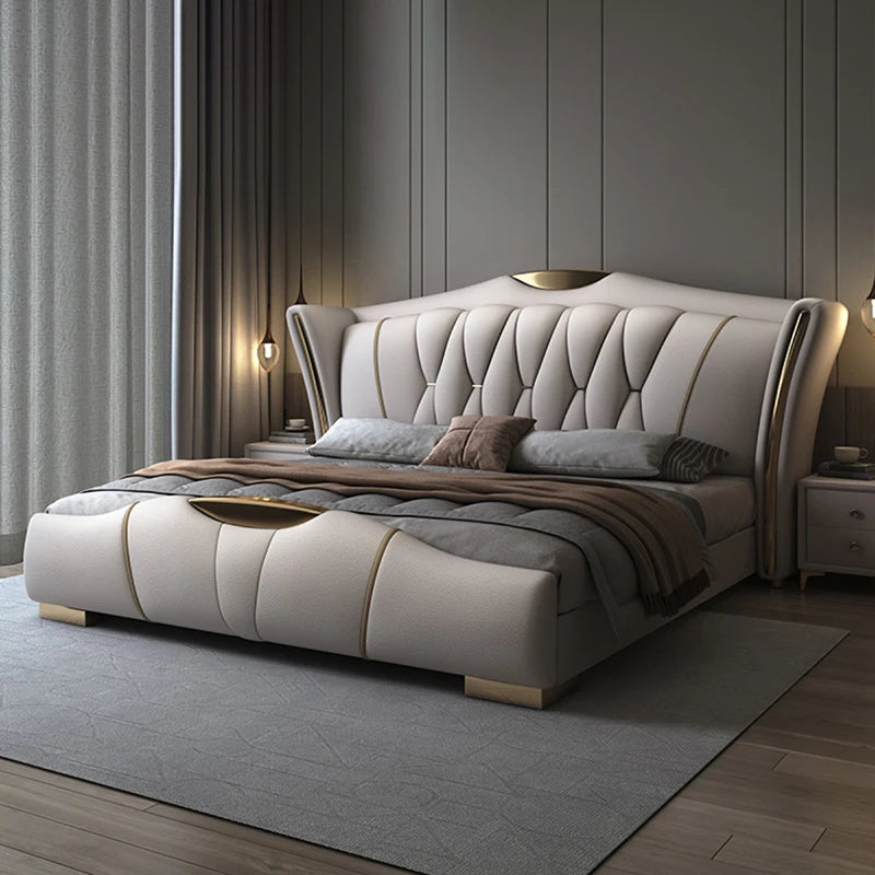 Luxurious Black Leather Wholesale High End Modern Set Furniture Bedroom Hotel Upholstered King Bed with Storage
