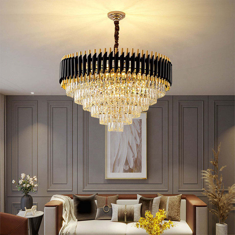 High Quality Crystal Golden Chandelier Pendant Suspension Luminaire Luxury Crystal Lights Chandelier