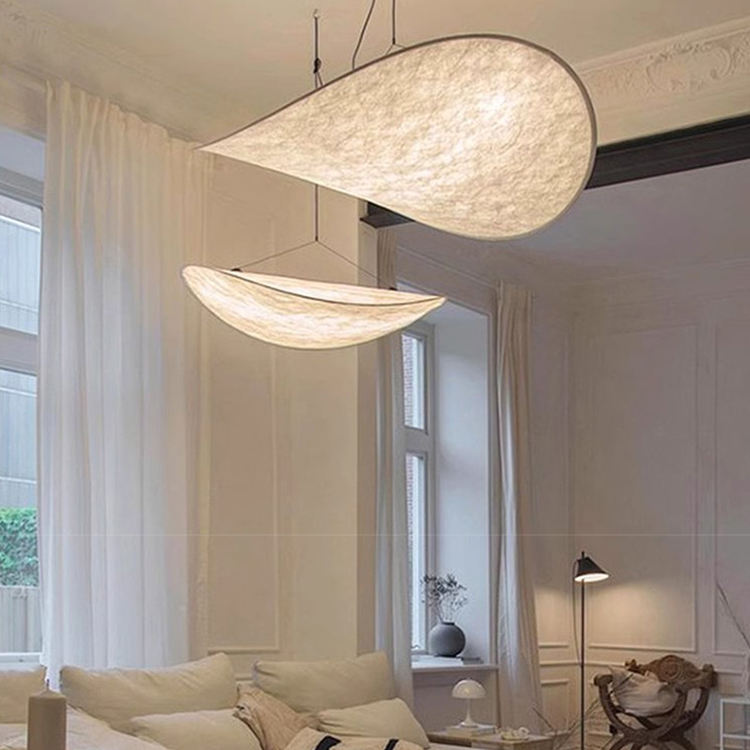 Nordic Modern Indoor Hanging Silk Fabric Pendant Light Led Chandelier