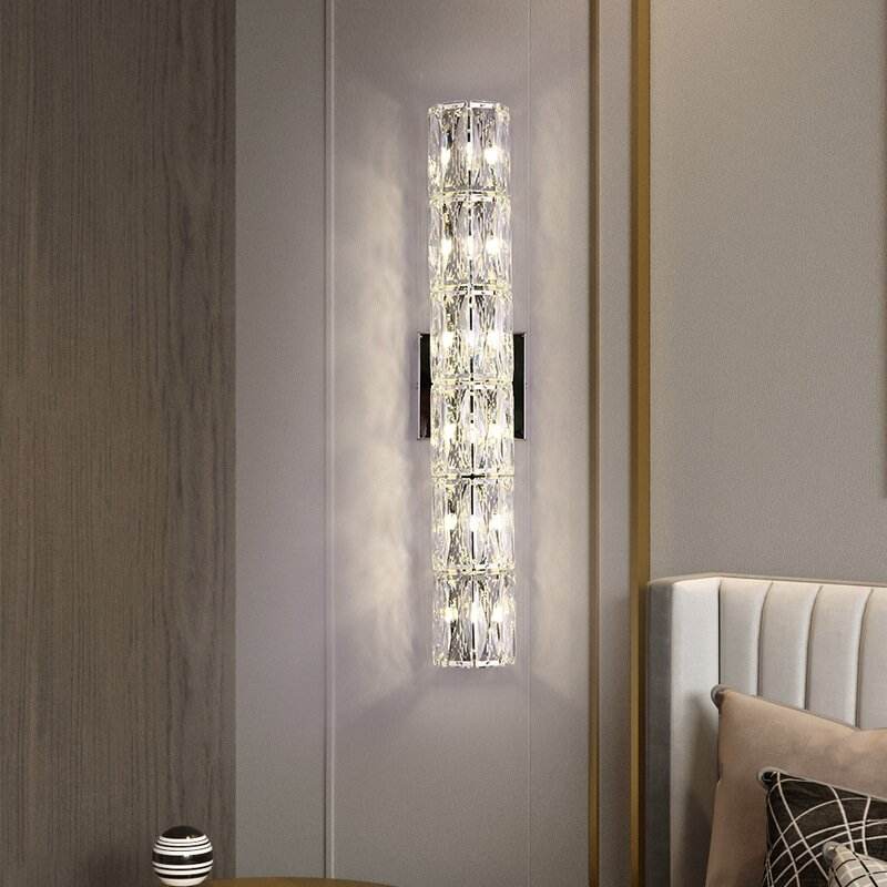 French Luxury Crystal Wall Lamp for Bedroom Minimalist Design
