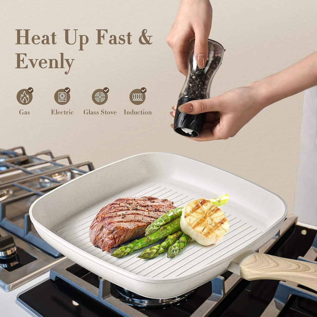 12pcs Set Nonstick Pots and Pans Aluminum Kitchenware Set With Glass Lid and Shovel