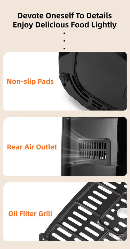 Modern 12 in 1 Visible Glass Basket Air Fryer 1500W Digital Touch Control Nonstick Oil-Free 7QT Air Fryer