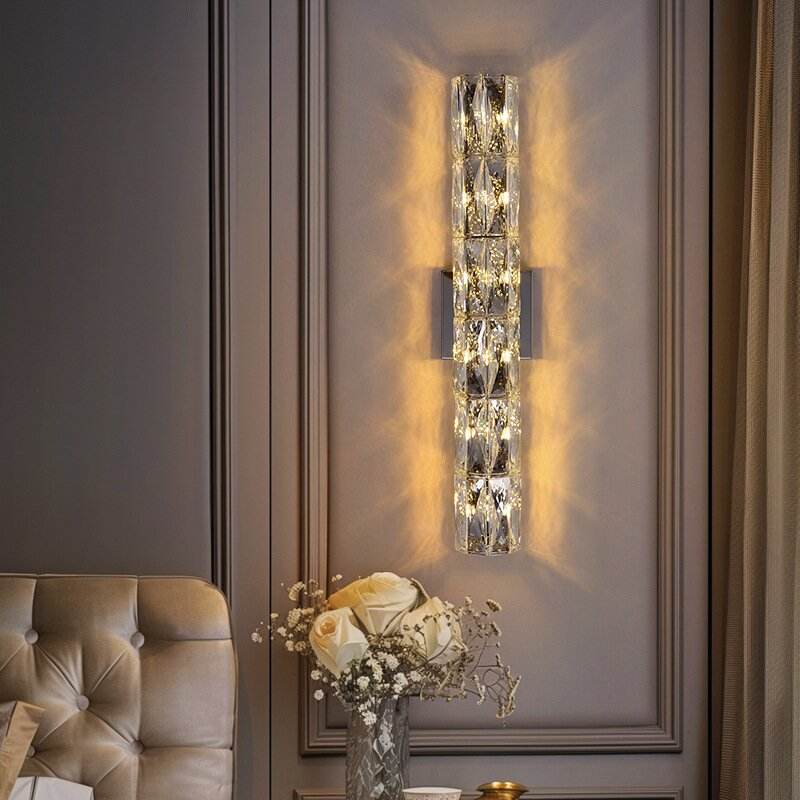 French Luxury Crystal Wall Lamp for Bedroom Minimalist Design