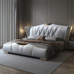 Luxurious Black Leather Wholesale High End Modern Set Furniture Bedroom Hotel Upholstered King Bed with Storage