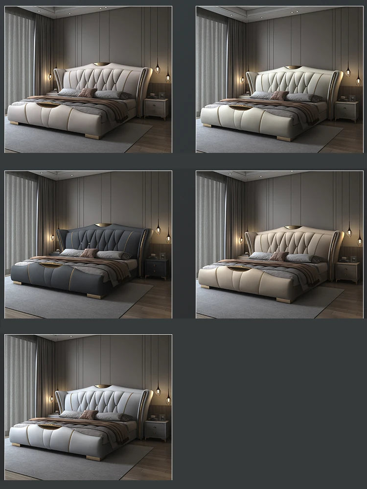 Luxurious Black Leather Wholesale High End Modern Set Furniture Bedroom Hotel Upholstered King Bed with Storage