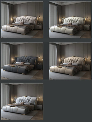 Luxurious Black Leather Wholesale High End Modern Set Furniture Bedroom Hotel Upholstered King Bed with Storage