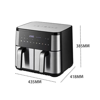 5+5L Arge-Capacity Double-Barrel Electric Fryer Multifunctional Stainless Steel Touch Screen Oven Smart Double-pot Air Fryer