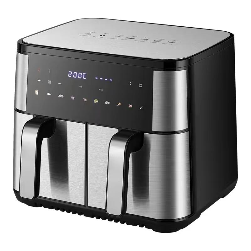 5+5L Arge-Capacity Double-Barrel Electric Fryer Multifunctional Stainless Steel Touch Screen Oven Smart Double-pot Air Fryer
