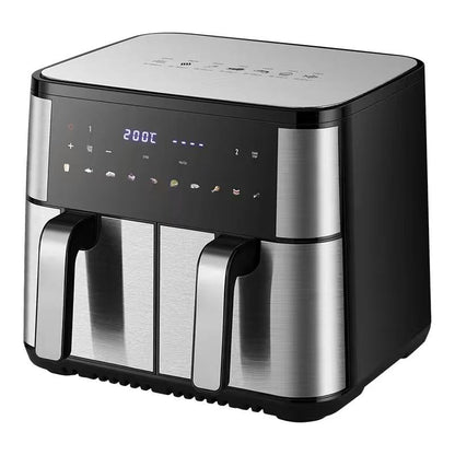 5+5L Arge-Capacity Double-Barrel Electric Fryer Multifunctional Stainless Steel Touch Screen Oven Smart Double-pot Air Fryer