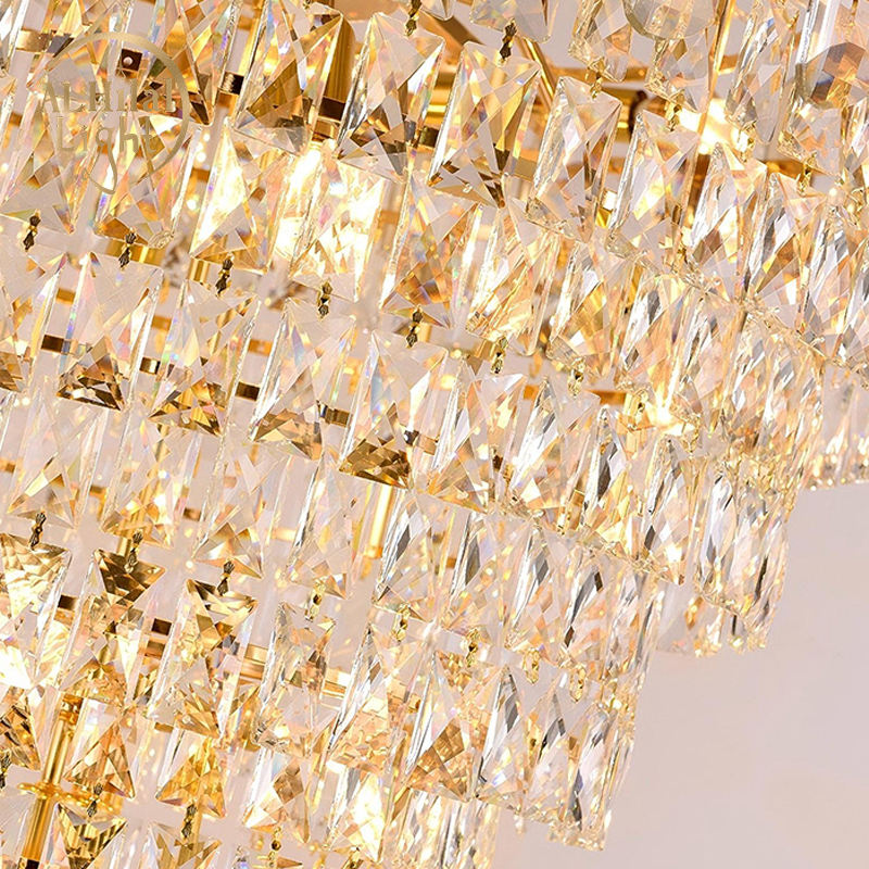 High Quality Crystal Golden Chandelier Pendant Suspension Luminaire Luxury Crystal Lights Chandelier