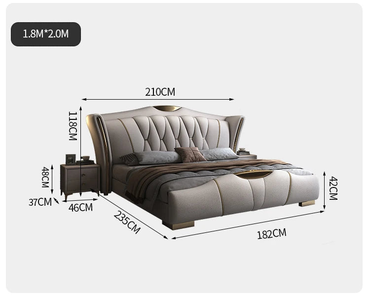 Luxurious Black Leather Wholesale High End Modern Set Furniture Bedroom Hotel Upholstered King Bed with Storage