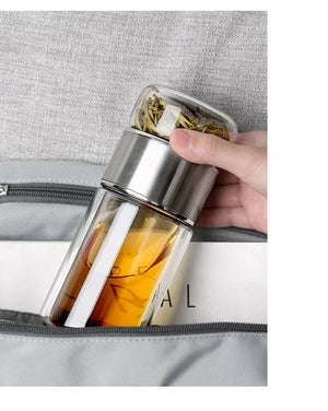 2026 NEW High Borosilicate Glass Tea Infuser Bottle 420ML Double Wall Insulated Tumbler with Tea Filter, Hot  Cold Drinkware