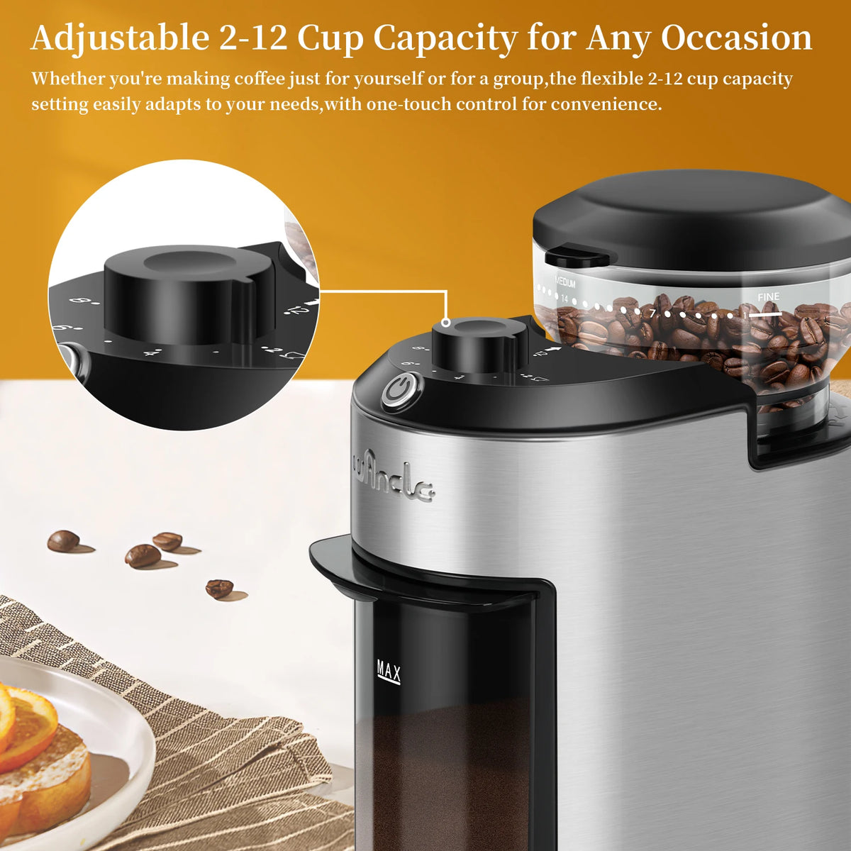 Automatic Burr Coffee Grinder 200W Electric Coffee Bean Grinder with 28 Precise Grind Settings Stainless Steel Grinding Machine
