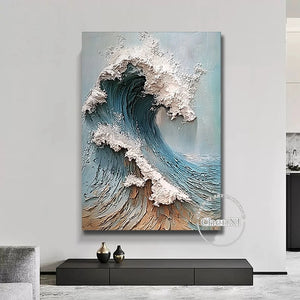 Natural Sea Wave Landscape Oil Painting Wall Canvas, Home Art, Hand Picture, Modern Artwork for Living Room, Unframed