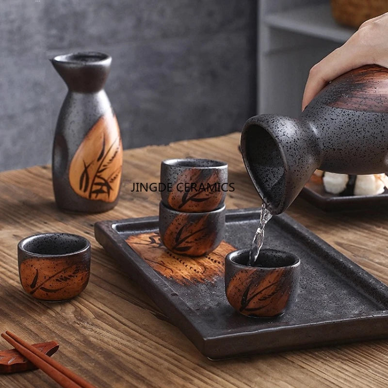 Japanese Sake Set Mini Ceramic Wine Set Household Pots and Cups Bar Utensil Set Restaurant Drinking Utensils ,Barware Supplies
