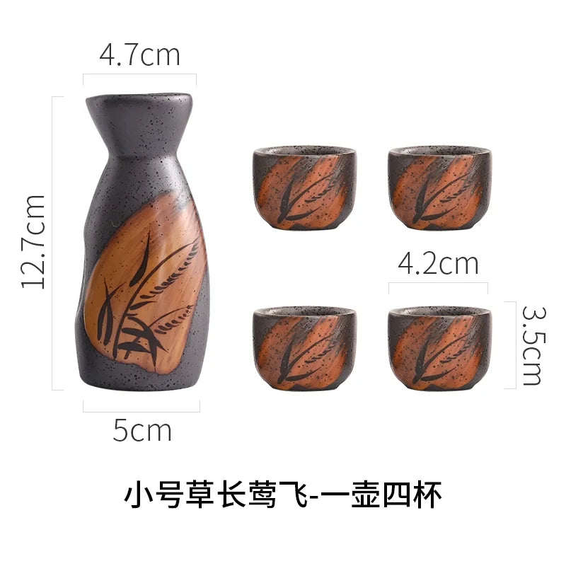 Japanese Sake Set Mini Ceramic Wine Set Household Pots and Cups Bar Utensil Set Restaurant Drinking Utensils ,Barware Supplies