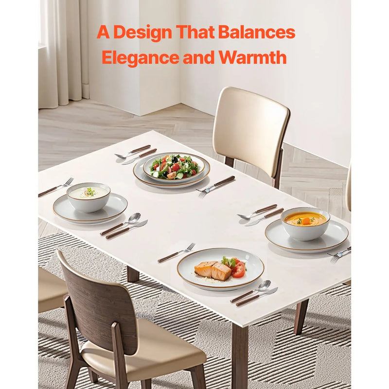 Dinnerware Set, Service for 4 (12 PCS), Round Plates and Bowls Sets, Scratch Resistant Ceramic Dinner Ware, Dishwasher and