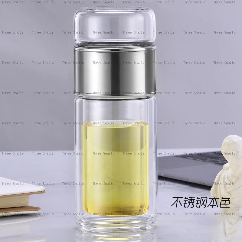 2026 NEW High Borosilicate Glass Tea Infuser Bottle 420ML Double Wall Insulated Tumbler with Tea Filter, Hot  Cold Drinkware