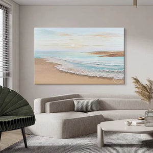 Natural Sea Wave Landscape Oil Painting Wall Canvas, Home Art, Hand Picture, Modern Artwork for Living Room, Unframed