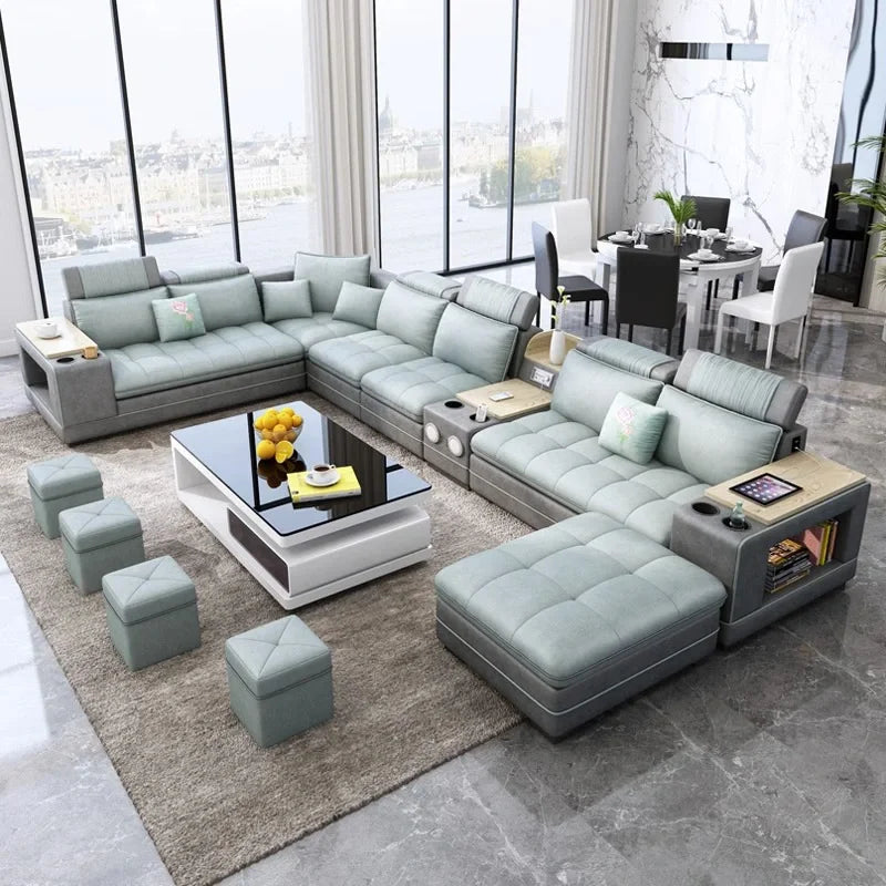 pf-Sofa Furniture for Living Room New Design Turkish Modern Recliner Luxury Leather Nordic Set Modular Leather Sectional Sofa）