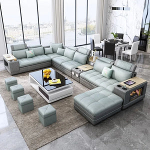 pf-Sofa Furniture for Living Room New Design Turkish Modern Recliner Luxury Leather Nordic Set Modular Leather Sectional Sofa）