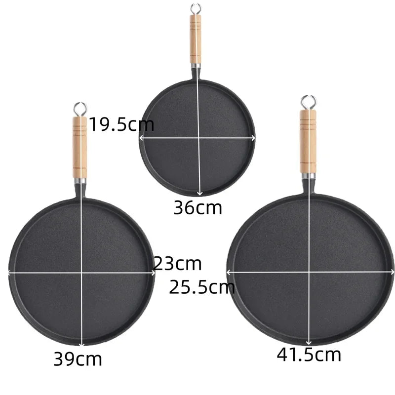 20/23/26cm Uncoated Cast Iron Fry Pan, Non-stick Pancake Egg Skillet, Cookware for Gas Induction Cooker & Outdoor BBQ