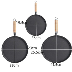 20/23/26cm Uncoated Cast Iron Fry Pan, Non-stick Pancake Egg Skillet, Cookware for Gas Induction Cooker & Outdoor BBQ