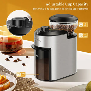 Automatic Burr Coffee Grinder 200W Electric Coffee Bean Grinder with 28 Precise Grind Settings Stainless Steel Grinding Machine