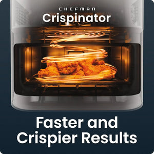 Crispinator Air Fryer 7 in 1 with 8 Qt Capacity 450 F Max Temp TurboFry Pro Technology for Fast Even Results Bake Broil