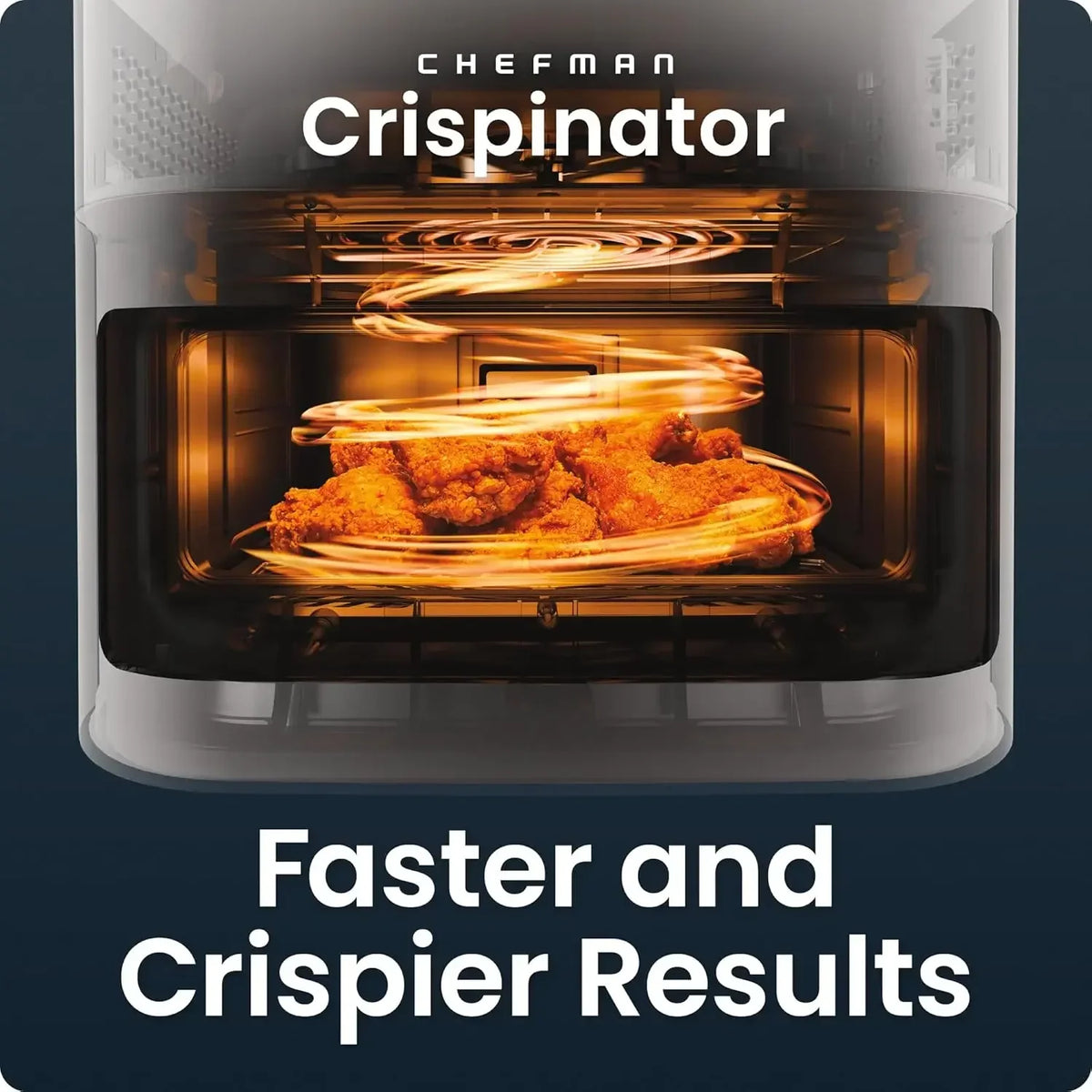 Crispinator Air Fryer 7 in 1 with 8 Qt Capacity 450 F Max Temp TurboFry Pro Technology for Fast Even Results Bake Broil
