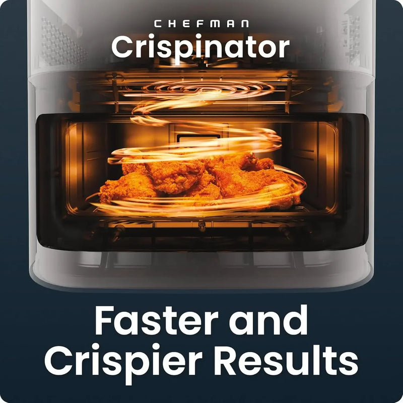 Crispinator Air Fryer 7 in 1 with 8 Qt Capacity 450 F Max Temp TurboFry Pro Technology for Fast Even Results Bake Broil