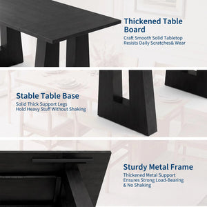 63 Inch Dining Table For 6 People Walnut Wooden Kitchen Table With Heavy Duty Legs Modern Rectangle Table For Kitchen Dining Room