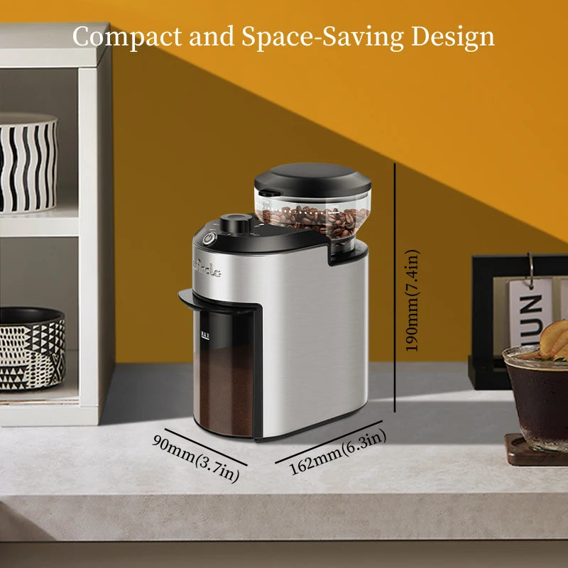 Automatic Burr Coffee Grinder 200W Electric Coffee Bean Grinder with 28 Precise Grind Settings Stainless Steel Grinding Machine