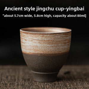 1pc Japanese Style Handmade Stoneware Tea Cup Kung Fu Tea Set Tea Cup Small Single Cup Ancient Style Quiet Road Cup Bowl Teacup