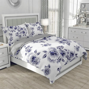 Floral Duvet Cover Microfiber 2/3pcs Queen Daisy Bedding Set Leaves Plant Print Soft Breathable Quilt Cover With Zipper Closure